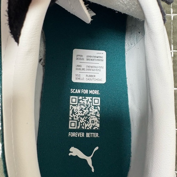 Puma Palermo Black White Green Sneakers Sz 5 NWT - Picture 8 of 9